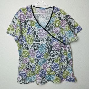 2/$17 DreamCrest floral scrub top. Sz 2X